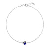 Grand 1.17 mm cable chain bracelet in 14k white gold featuring one 6 mm briolette cut bezel set sapphire