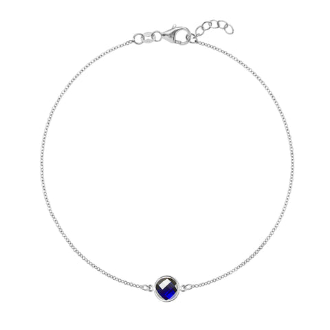 Grand 1 Sapphire Bracelet in 14k Gold (September) - White Gold