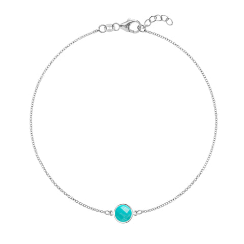 Grand 1 Turquoise Bracelet in 14k Gold (December) - White Gold