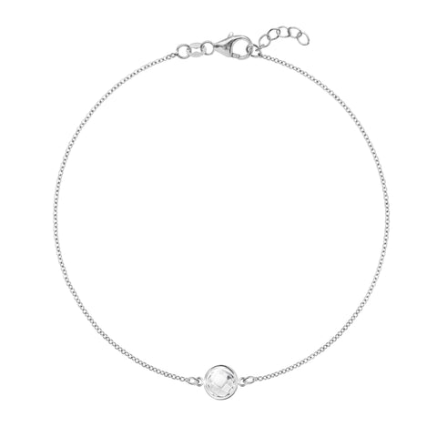 Grand 1 White Topaz Bracelet in 14k Gold (April) - White Gold