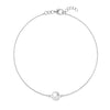 Grand 1.17 mm cable chain bracelet in 14k white gold featuring one 6 mm briolette cut bezel set white topaz