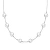 Grand 14k white gold 1.17 mm cable chain necklace featuring eight 6 mm briolette cut bezel set gemstones - front view