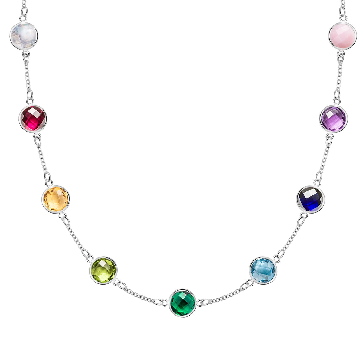 Rainbow Grand Stone Necklace in 14k Gold 14k White Gold X-Small (15