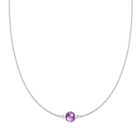 Grand 1 Amethyst Necklace in 14k Gold (February) - White Gold