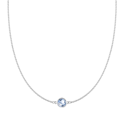 Grand 1 Aquamarine Necklace in 14k Gold (March) - White Gold