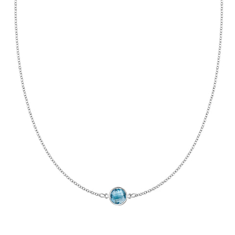 Grand 1 Nantucket Blue Topaz Necklace in 14k Gold (December) - White Gold