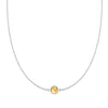 Grand 14k white gold 1.17 mm cable chain necklace featuring one 6 mm briolette cut bezel set citrine