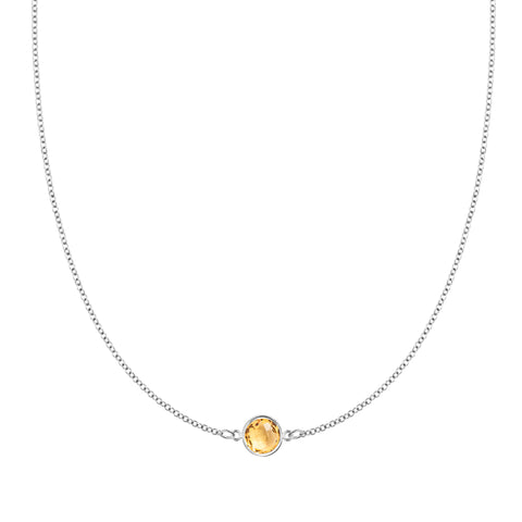 Grand 1 Citrine Necklace in 14k Gold (November) - White Gold