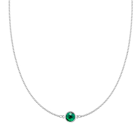 Grand 1 Emerald Necklace in 14k Gold (May) - White Gold