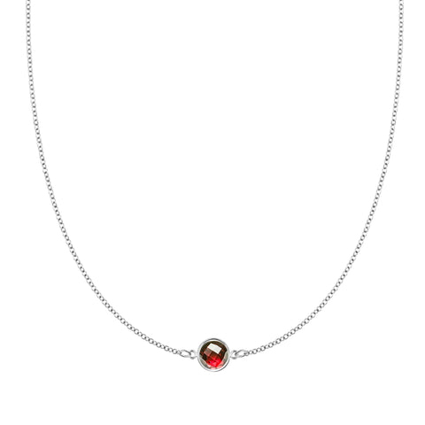 Grand 1 Garnet Necklace in 14k Gold (January) - White Gold