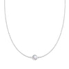 Grand 14k white gold 1.17 mm cable chain necklace featuring one 6 mm briolette cut bezel set moonstone
