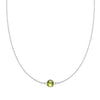 Grand 14k white gold 1.17 mm cable chain necklace featuring one 6 mm briolette cut bezel set peridot