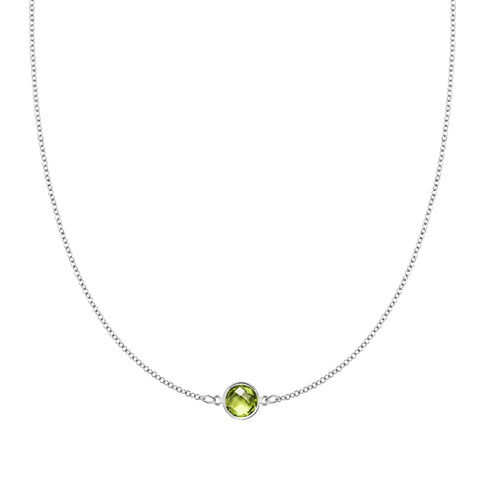 Grand 1 Peridot Necklace in 14k Gold (August) - White Gold