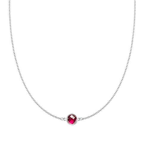 Grand 1 Ruby Necklace in 14k Gold (July) - White Gold