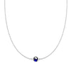 Grand 14k white gold 1.17 mm cable chain necklace featuring one 6 mm briolette cut bezel set sapphire