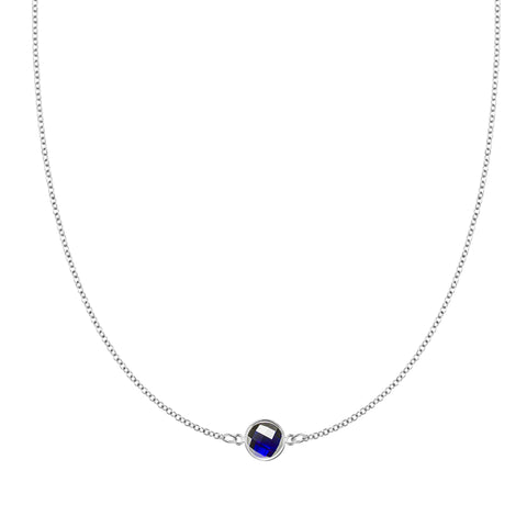 Grand 1 Sapphire Necklace in 14k Gold (September) - White Gold