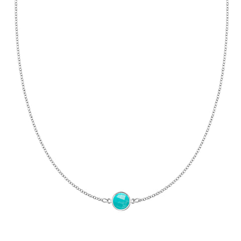 Grand 1 Turquoise Necklace in 14k Gold (December) - White Gold