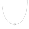 Grand 14k white gold 1.17 mm cable chain necklace featuring one 6 mm briolette cut bezel set white topaz