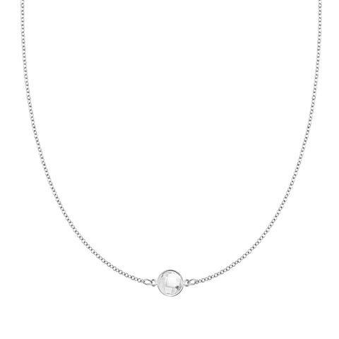 Grand 1 White Topaz Necklace in 14k Gold (April) - White Gold