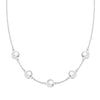 Grand 14k white gold 1.17 mm cable chain necklace featuring five 6 mm briolette cut bezel set gemstones