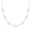 Grand 14k white gold 1.17 mm cable chain necklace featuring seven 6 mm briolette cut bezel set gemstones