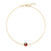 Grand 1.17 mm cable chain bracelet in 14k yellow gold featuring one 6 mm briolette cut bezel set garnet - front view