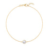 Grand 1.17 mm cable chain bracelet in 14k yellow gold featuring one 6 mm briolette cut bezel set moonstone - front view