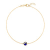 Grand 1.17 mm cable chain bracelet in 14k yellow gold featuring one 6 mm briolette cut bezel set sapphire - front view