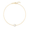 Grand 1.17 mm cable chain bracelet in 14k yellow gold featuring one 6 mm briolette cut bezel set white topaz - front view