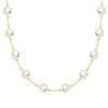 Grand 14k yellow gold 1.17 mm cable chain necklace featuring ten 6 mm briolette cut bezel set gemstones - front view