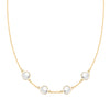 Grand 14k yellow gold 1.17 mm cable chain necklace featuring four 6 mm briolette cut bezel set gemstones - front view