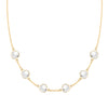 Grand 14k yellow gold 1.17 mm cable chain necklace featuring six 6 mm briolette cut bezel set gemstones - front view