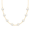 Grand 14k yellow gold 1.17 mm cable chain necklace featuring eight 6 mm briolette cut bezel set gemstones - front view