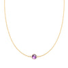 Grand 14k yellow gold 1.17 mm cable chain necklace featuring one 6 mm briolette cut bezel set amethyst - front view