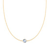 Grand 14k yellow gold 1.17 mm cable chain necklace featuring one 6 mm briolette cut bezel set aquamarine - front view
