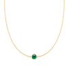 Grand 14k yellow gold 1.17 mm cable chain necklace featuring one 6 mm briolette cut bezel set emerald - front view