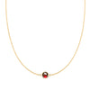 Grand 14k yellow gold 1.17 mm cable chain necklace featuring one 6 mm briolette cut bezel set garnet - front view