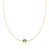 Grand 14k yellow gold 1.17 mm cable chain necklace featuring one 6 mm briolette cut bezel set peridot - front view