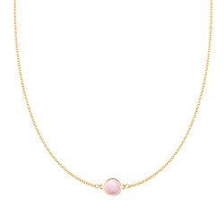 Grand 1 Pink Opal Necklace in 14k Gold (October)