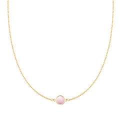 Grand 1 Pink Opal Necklace in 14k Gold (October)