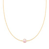 Grand 14k yellow gold 1.17 mm cable chain necklace featuring one 6 mm briolette cut bezel set pink opal - front view
