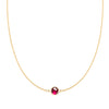 Grand 14k yellow gold 1.17 mm cable chain necklace featuring one 6 mm briolette cut bezel set ruby - front view
