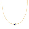 Grand 14k yellow gold 1.17 mm cable chain necklace featuring one 6 mm briolette cut bezel set sapphire - front view