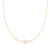 Grand 14k yellow gold 1.17 mm cable chain necklace featuring one 6 mm briolette cut bezel set white topaz - front view