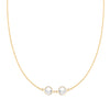Grand 14k yellow gold 1.17 mm cable chain necklace featuring two 6 mm briolette cut bezel set gemstones - front view