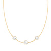 Grand 14k gold 1.17 mm cable chain necklace featuring three 6 mm briolette cut bezel set gemstones - front view