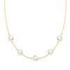 Grand 14k yellow gold 1.17 mm cable chain necklace featuring five 6 mm briolette cut bezel set gemstones - front view