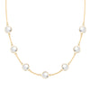 Grand 14k gold 1.17 mm cable chain necklace featuring seven 6 mm briolette cut bezel set gemstones - front view