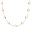 Grand 14k yellow gold 1.17 mm cable chain necklace featuring nine 6 mm briolette cut bezel set gemstones - front view