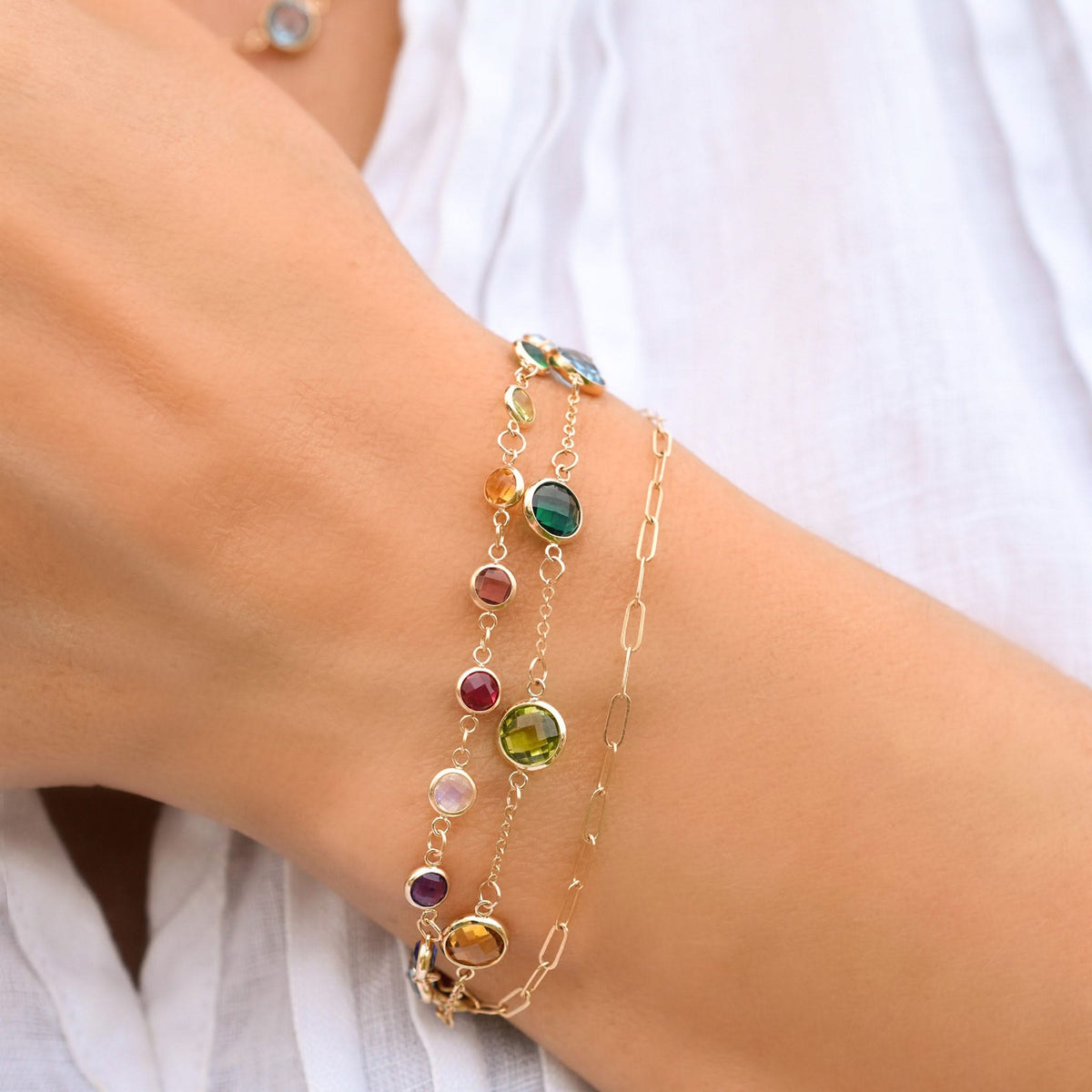 Rainbow Grand Stone Bracelet in 14k Gold - Main Image